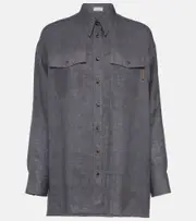 [Brunello Cucinelli] Brunello Cucinelli Oversized linen shirt AU 18 grey
