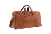 Pierre Cardin Rustic Leather Travel Bag Overnight Business - Cognac