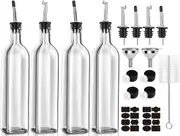 17oz Olive Oil Bottle Dispenser Set with Drip-Free Pour Spouts and Funnel Brush - White (4 Pack)