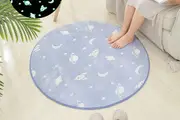 Glow in The Dark Plush Round Area Rug Fluffy Circle Mat Home Decor Bedroom Floor Door Mat Kitchen Rug-Blue
