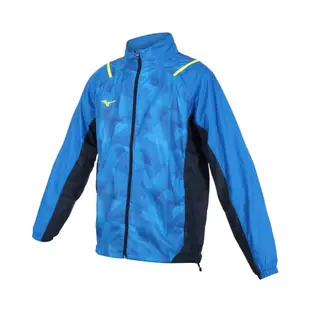 MIZUNO 男平織運動外套-立領外套 慢跑 路跑 美津濃 32TC258322 藍黑螢光黃