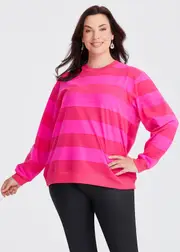 [Virtuelle] Taking Shape Cotton Block Stripe Sweatshirt Size 22 in Stripe - Plus Size Women's Clothing Stripe