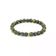 NEW JILZARAH Handmade Clay Beads LEOPARD BROWN YELLOW STACK 8mm Beaded Bracelet