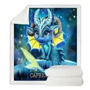 Kids Fantasy Art Capricorn Lil Dragon Throw Blanket