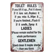 3x Tin Sign Toilet Rules Restroom 20x30cm Metal Rustic Look Vintage