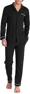 [DAVID ARCHY] Mens Pajamas Set Soft Cotton Notched Collar Pajamas for Men Long Sleeve Mens Sleepwear with Pockets & Front Fly