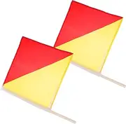 Toddmomy 2pcs Signal Flag Navy Flag Game Flag for Training Red Yellow Polyester Hand Flags 50-60cm Pole Match Conducting Flags