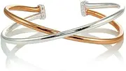 [Hoops & Loops] Sterling Silver High Polished Criss Cross Cuff Bangle Bracelet