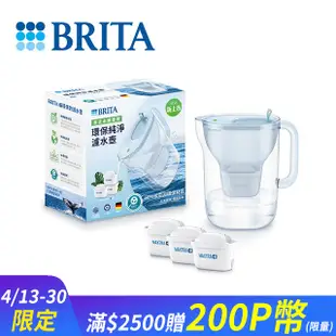 【德國BRITA】永續版 Style純淨濾水壺+2入全效型濾芯_冰川藍(共3芯)