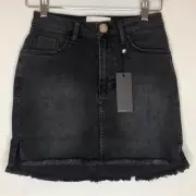 One Teaspoon Black Swan 2020 Mini Denim Jean Skirt Raw Hem Holiday Summer Trip