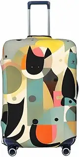 [Gaxfjru] Mid-Century Modern Art Cat Print Travel Luggage Cover Suitcase Cover Protector Suitcase Washable Baggage Covers Anti-Scratch, Black, L