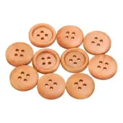 10pcs Wooden Sewing Button 20mm 4 Holes Round Craft Buttons, Light Brown