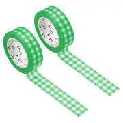 Washi Tape 0.59 Inch x 10.93 Yards, 2 Roll Grid Pattern Sticker Green