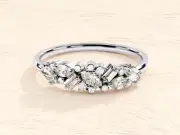 Half Eternity Sterling Silver 1.94 CT Cluster Moissanite Women's Wedding Ring