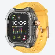 For Apple Watch Ultra 49mm 9 8 7 6 5 40/41/44/45mm Transparent Case Rubber Strap