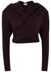 Saint Laurent Hooded Cross-over Wool top - Plum - S S