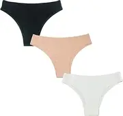 [Beokeo] Women's Seamless Bikini Low Rise Seamless Thongs Panties Women Tanga 3 6 Pack