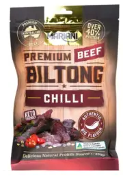 1x250g Mariani Premium Australian Raised Biltong Beef Jerky Chilli Keto BrandNew