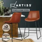 Artiss Bar Stools Kitchen Stool Chairs Dining Barstools Leather Black Metal x2