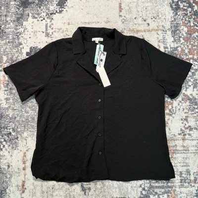 Nine Britton Women’s Blouse Bernie Button Down Black Sz: L NWT