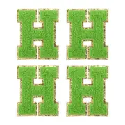 4Pcs Chenille Letter Patches Iron on Letter Patches Green H Alphabet Decorative