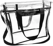[Enkrio] Clear Tote Bag Stadium Approved Zipper Closure Shoulder Bag with Adjustable Strap for Concerts Sports Work