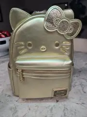 Limited Edition Sanrio Hello Kitty 50th Anniversary Gold Loungefly Mini Backpack