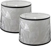 [Savagrow] 2Pack Drum Spider Shade Leaves Pattern Drum Lampshade Cover for Floor Light Bedside Table Lamp, inch, Gray