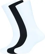 [ASSOTS] LONDON Women's Crew Socks Full Length Cotton Blend Solid Color | Lightweight Crew Casual Wear Business Sock, Pack of 3 Socks, Color - 2 White, 1 Black, Size - 6 to 9, 2 White, 1 Black