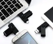 OTG 64GB Photo Stick Android Flash Drive 3 in 1 USB Photo Memory Stick in Black