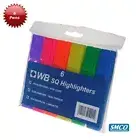 6 BRIGHT HIGHLIGHTER PENS Marker CHISEL TIP No Fade CLASSROOM GRADE WB Brand