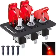 /3 Gang Rocker Toggle Switch Panel with 12V LED Light Toggle Switch 20A Heavy Du
