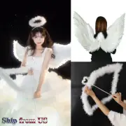 Cupid Angel Feather Wings w/Bow Wand Arrow For Costume Cosplay Party Halloween