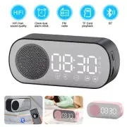 Digital Alarm Clock Portable Wireless Bluetooth Speaker Music Player Mirror LED