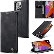 ELEPIK for iPhone 14 Pro Case with Card Holder, Kickstand [2 Card Holder + 1 Cash Slot] [for Women & Men] [Durable PU Leather] Magnetic Wallet Phone Cover for iPhone 14 Pro, Elegant Black