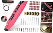Mini Cordless Rotary Tool, 5-Speed 3.7V rechargeable Kit with 61 Pink-3.7v