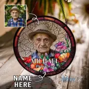 Custom Photo Memorial Suncatcher, Dad Mom Memorial Glass Suncatcher, Dad Loss Su