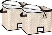 HOLDN’ STORAGE Wine Glass Storage with dividers - Set of 2 - Each Holds 12 Champagne Flute Glasses Up To 11" H - Stemware Storage Case, Durable Quilted Glasses Storage Organizer With Carry Handles