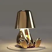 ThinkerLamps - Gold (Mr. What) Thinker Lamp Desk Lamp Room Decor – USB-C Charging Desk Light Touch Lamp Home Decor Living Room – Dimmable Light Aluminum Alloy Cordless Lamp Cute Room Decor