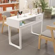 PP-Kic Wooden Manicure Table Nail Desk, Manicure Table for Manicurists, Nail Table with Drawers, Beautician Nail Desk, Suitable for Spa Beauty Salon,White