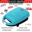 Davis & Waddell 520W Electric Mini Jaffle Maker Blue/Red/Cream Non-stick 13x15cm
