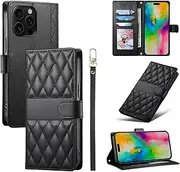 Wallet Case Compatible with iPhone 11 Pro Max,Soft PU Leather Magnetic Snap Shoulder Strap Card Holder Wallet Pocket Phone Cover,Black