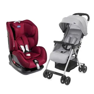 【Chicco 官方直營】Seat up 012 Isofix安全汽座勁黑版+Ohlal 3都會輕旅手推車(汽座0-7歲適用)