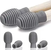 4 Pieces Drum Mute Drum Dampener Silicone Drumstick Silent Practice Tips Percussion Accessory Mute Replacement Musical Instruments Accessory (Grey)