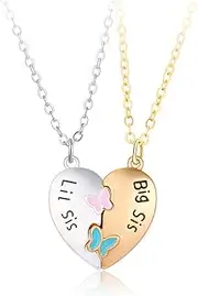[DOYYCA] Sister Gifts Magnetic Matching Heart Friendship Necklace Big Sister Little Sister Necklace for 2 Girls Sister BFF Friendship Gifts Jewelry