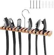 CENZICOM 14 Belt Hanger for Closet, 2 in 1 Wooden Wall Mount Belts Organizer, Belt Rack with Swivel Hook, Tie and Belt Organizer Display for Closet, Door, Wall (Beige)