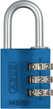 145/30 C Aluminum Resettable Combination Padlock, 3 Dial, Blue