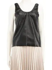 Black Vegan Leather Tank Top