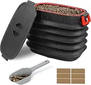 TNNTOPELE Wood Pellet Storage Containers with Scoop & Stickers Kit - Pellet Bin Pellet Bucket - Pellet Containers for Grill Pellet - Smoker Pellet Storage Pellet Grill Accessory - Black