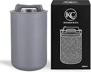 Airtight Coffee Canister for 1 kg Coffee Beans with Vacuum Lid (Container for Coffee, Tea, Stainless Steel Container for Storage with Aroma Closure, Storage Jar for 1000 g Coffee) Grey (2800 ml)